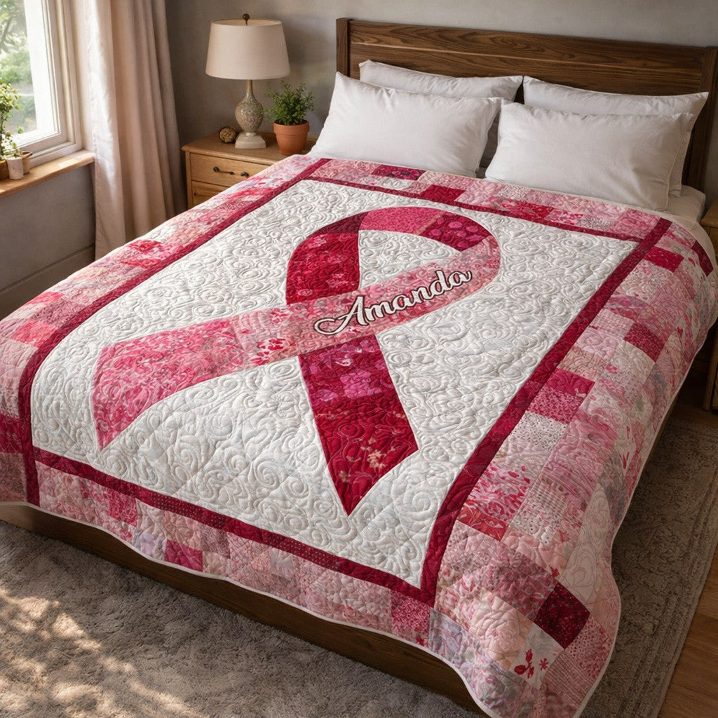 Breast Cancer Pink Quilted Bedding Set Amanda Comforter Gift for Survivors - Letlap