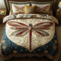 Dragonfly Quilted Bedding Set 3 Piece Comforter Gift For Homeowners - Letlap