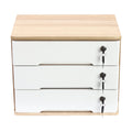 3-Tier Wooden Desktop Storage Cabinet with Lockable Drawers