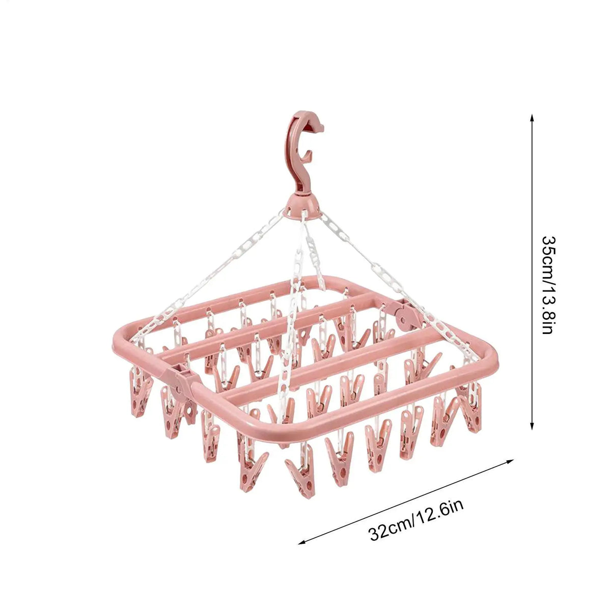 32-Clip Swivel Clothes Drying Rack for Socks and Underwear