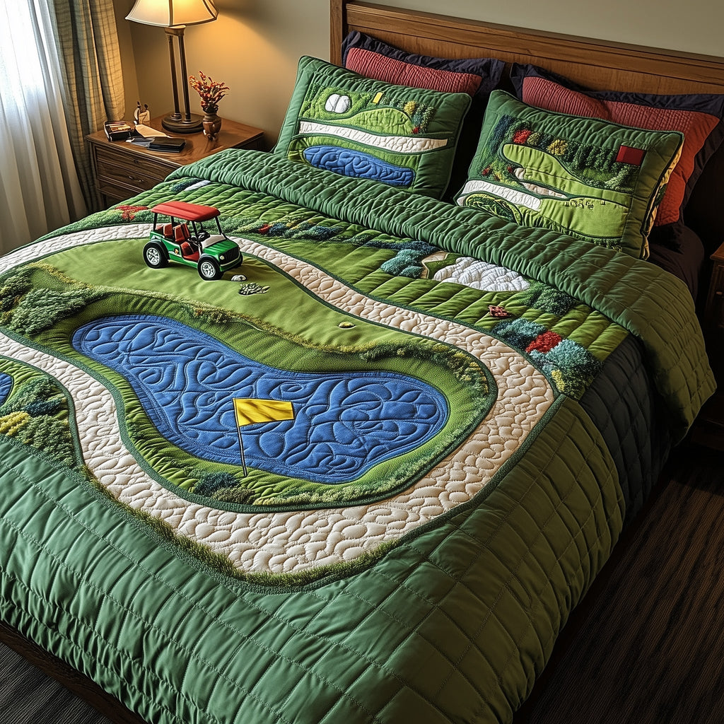 Golf Course 3-Piece Quilted Bedding Set GFTOTP8029