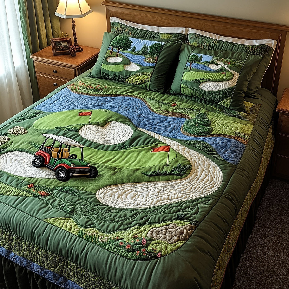 Golf Course 3-Piece Quilted Bedding Set GFTOTP8036
