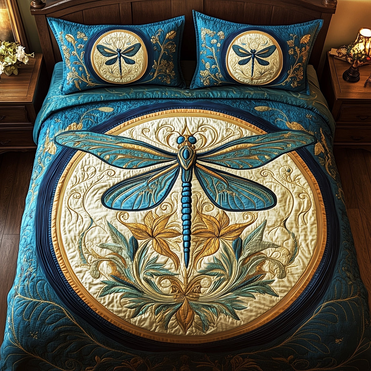 Enchanted Dragonfly 3-Piece Quilted Bedding Set GFTOTP5029
