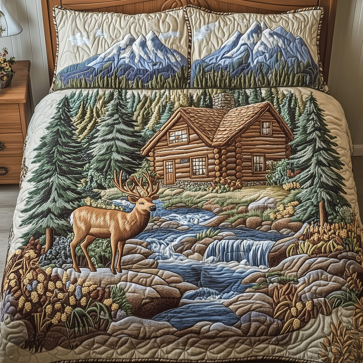 Rustic Cabin 3-Piece Quilted Bedding Set GFTOAB4115