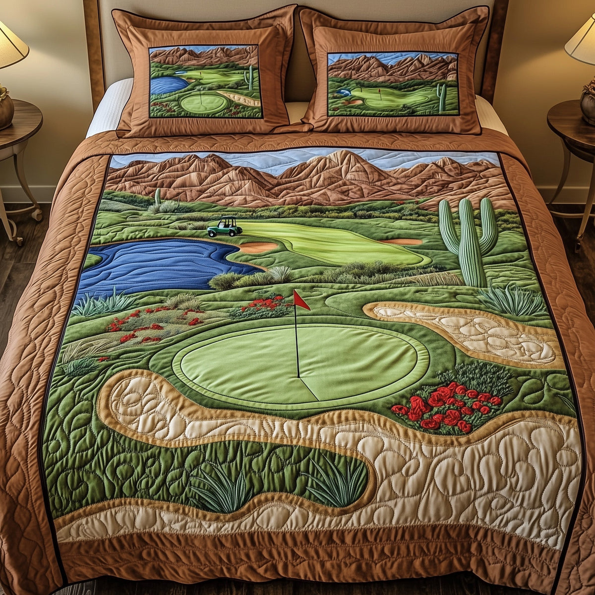 Desert Golf Haven 3-Piece Quilted Bedding Set GFTOHD7775