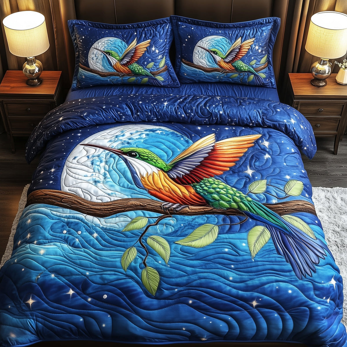 Hummingbird Charm 3-Piece Quilted Bedding Set GFTOMA756