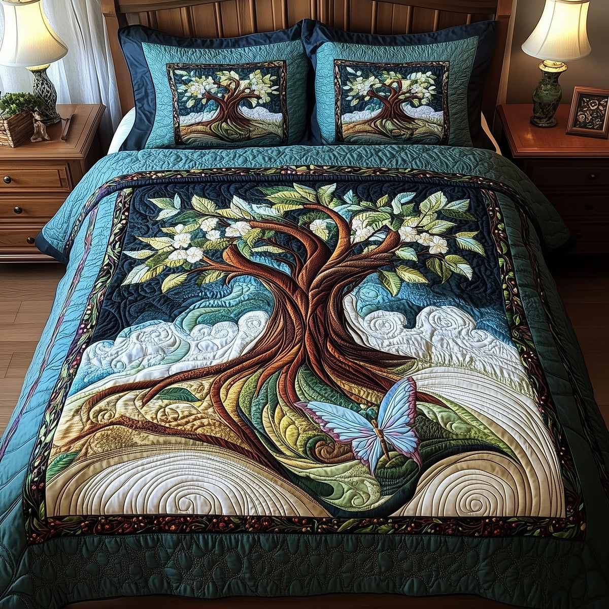 Ancient Tree Of Life 3-Piece Quilted Bedding Set GFTOTP6744