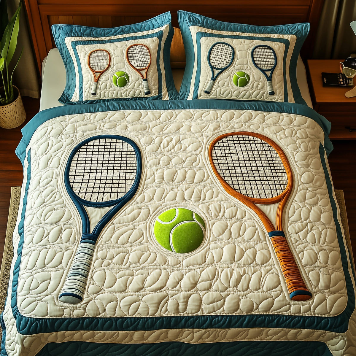 Tennis Time 3-Piece Quilted Bedding Set GFTOHD7417