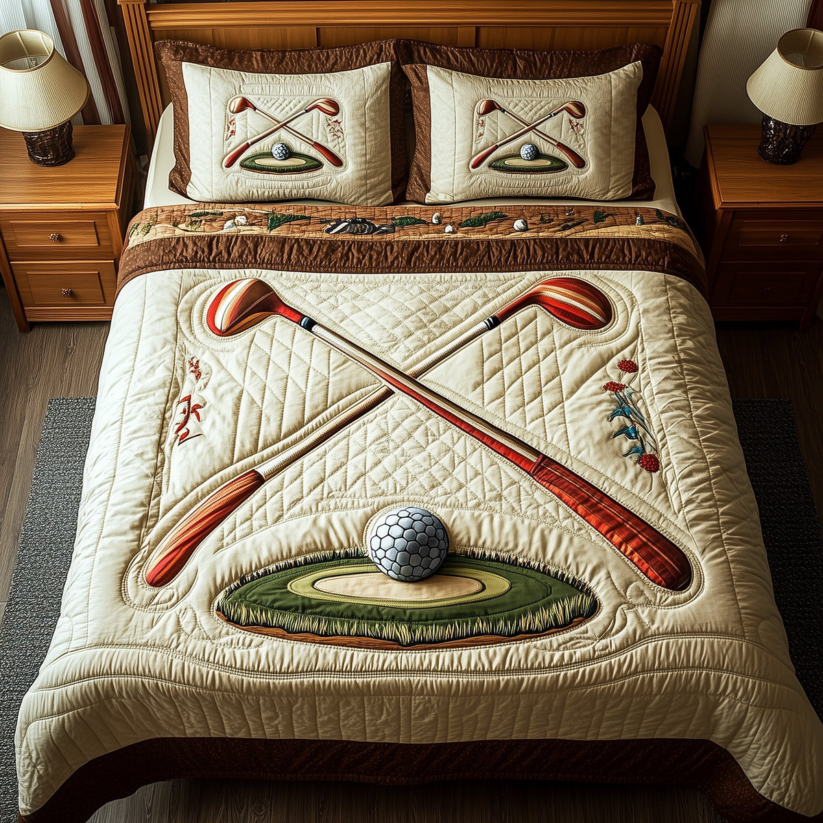 In the Golf Bag 3-Piece Quilted Bedding Set GFTOTP8014