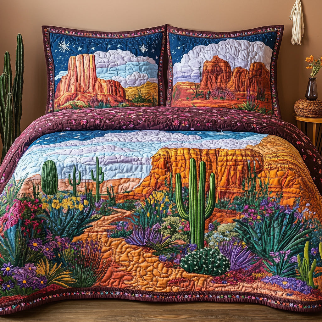 Canyon Bloom Symphony 3-Piece Quilted Bedding Set GFTOHD7648