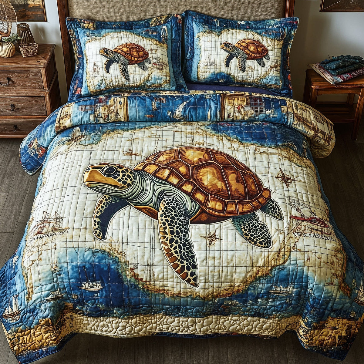 Turtle Trek 3-Piece Quilted Bedding Set GFTOTP7467