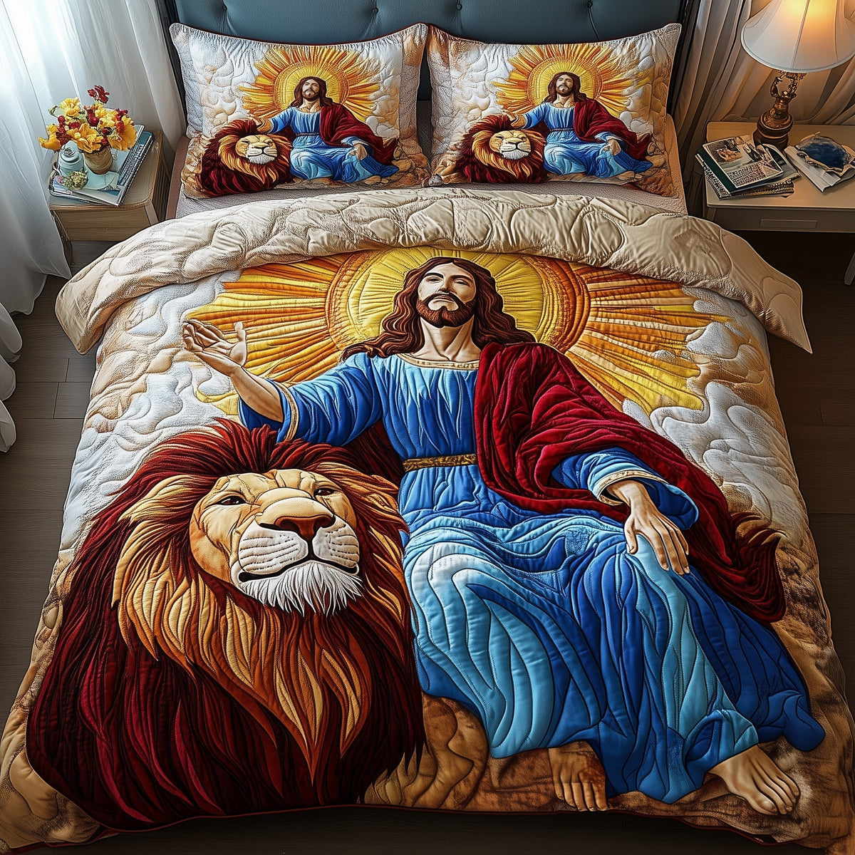 Crown and Cross 3-Piece Quilted Bedding Set GFTOAB4850