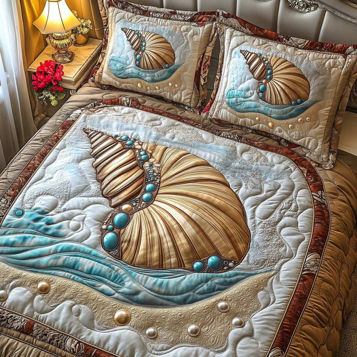 Shell 3-Piece Quilted Bedding Set GFTOAB3968