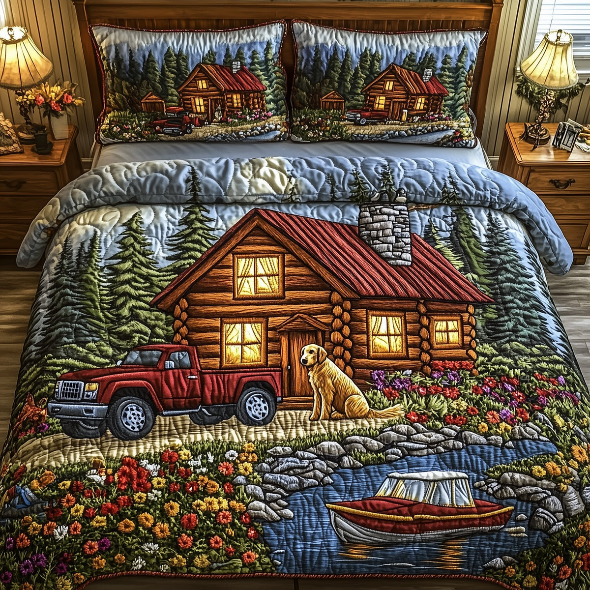 Rustic Cabin 3-Piece Quilted Bedding Set GFTOAB4116
