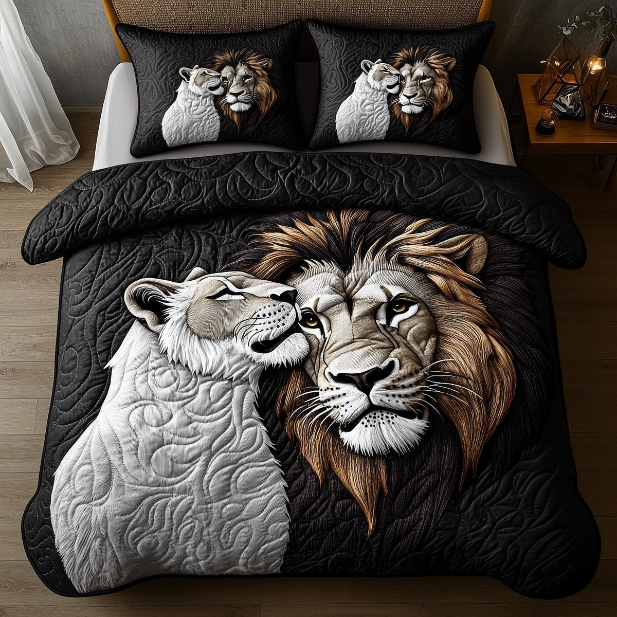 Majestic Lion 3-Piece Quilted Bedding Set GFTOHD6197