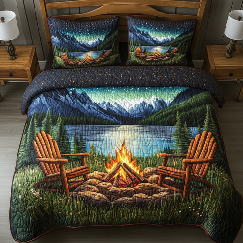 Aurora Campfire Night 3-Piece Quilted Bedding Set GFTOHD7012
