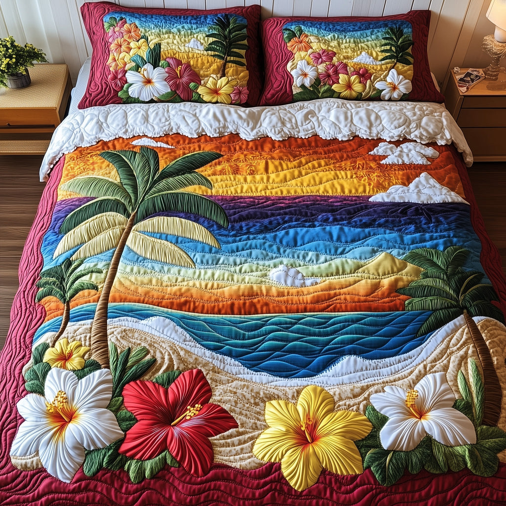 Hibicus Breeze Haven 3-Piece Quilted Bedding Set GFTOTP6168