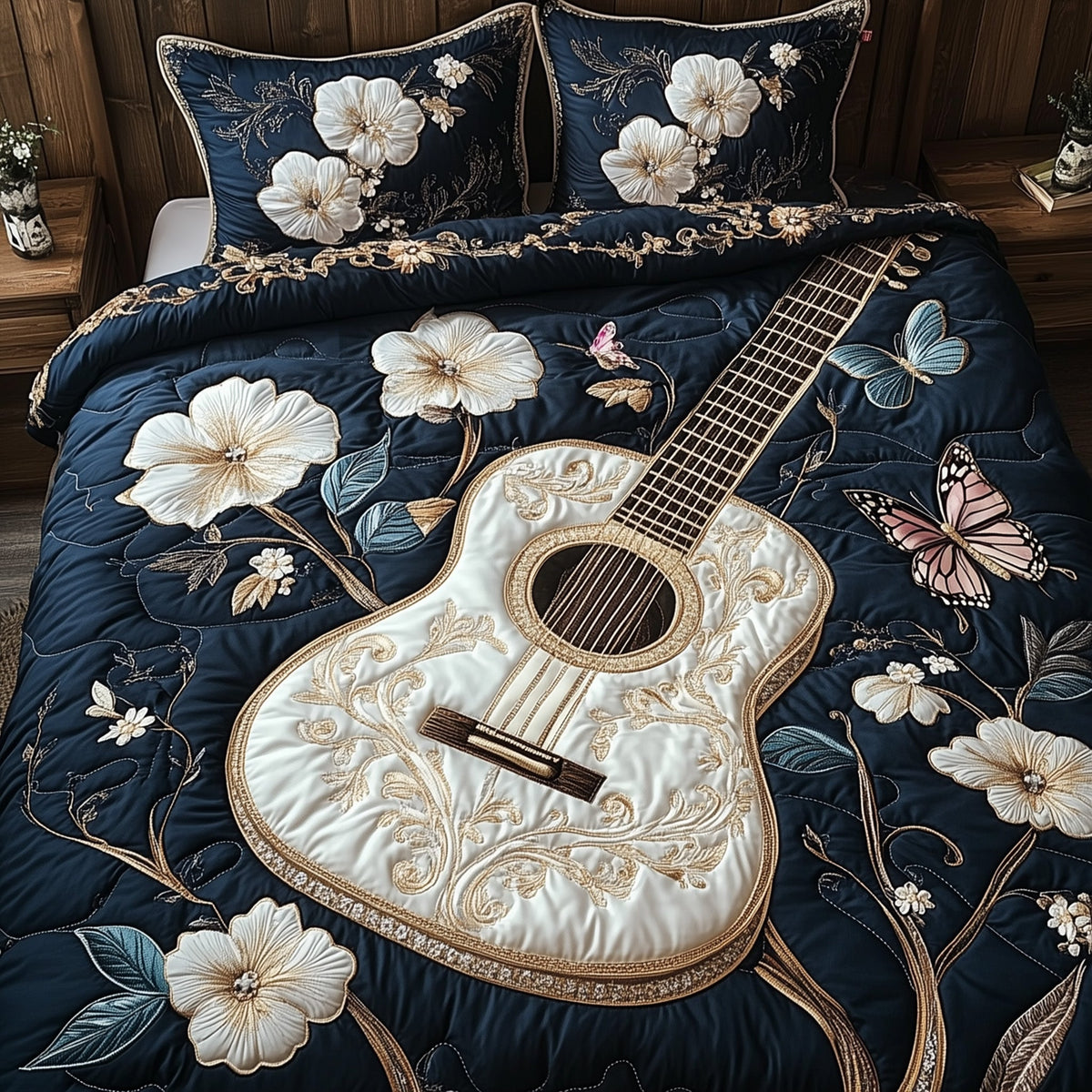 Guitar 3-Piece Quilted Bedding Set GFTOHD5370