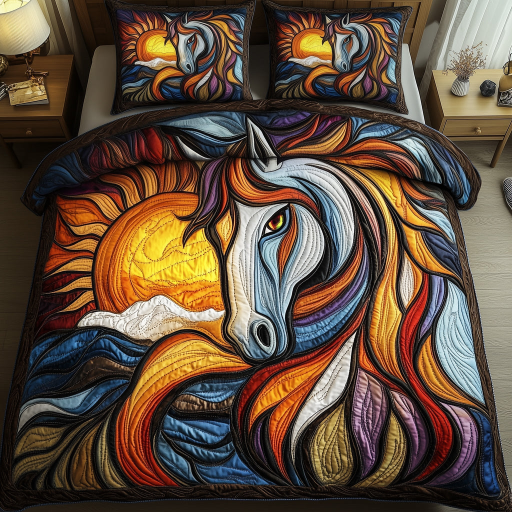 Majestic Horse 3-Piece Quilted Bedding Set GFTOMA064