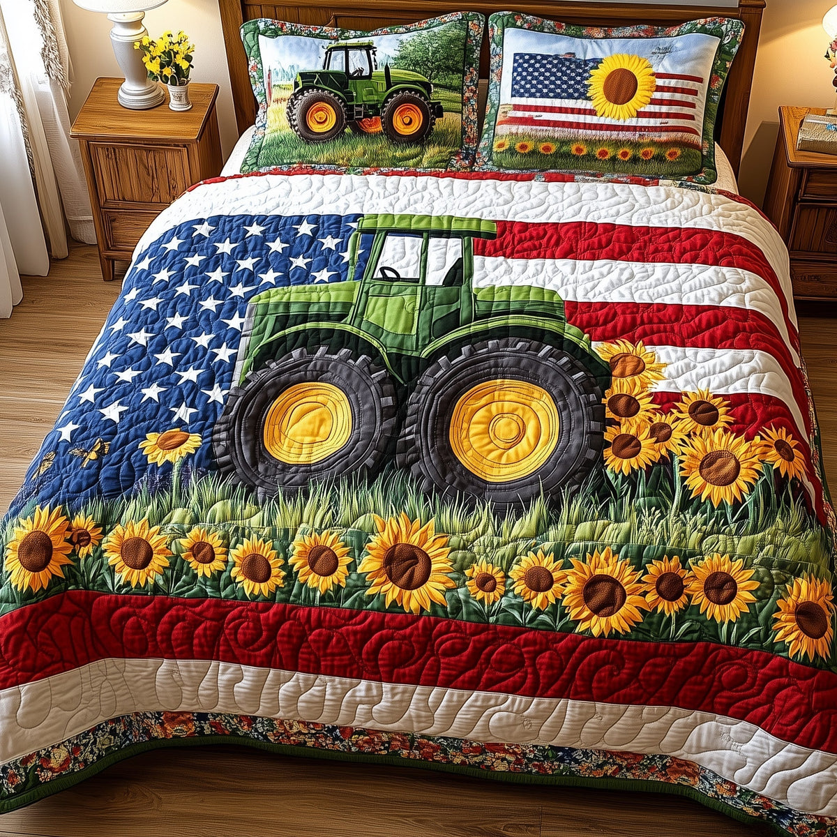 American Tractor 3-Piece Quilted Bedding Set GFTONL4767