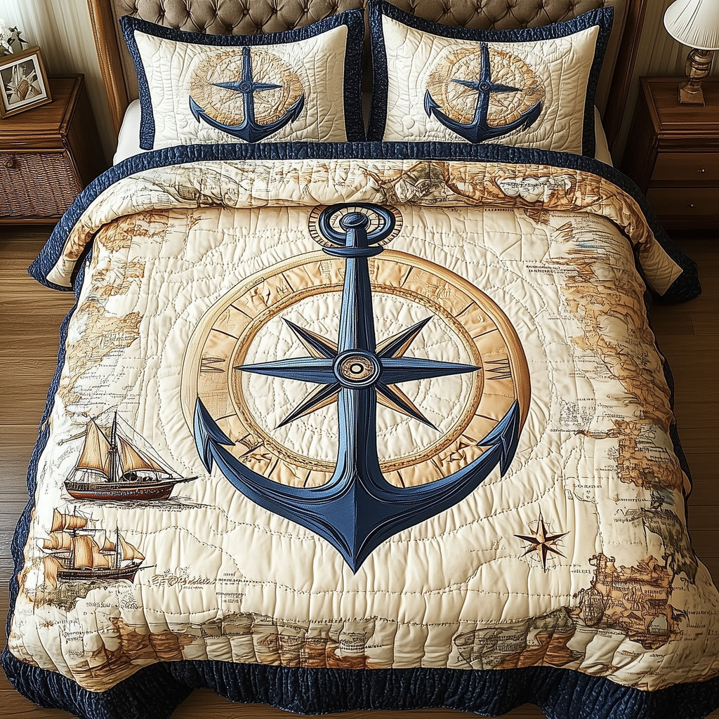 Nautical Anchor 3-Piece Quilted Bedding Set GFTOTP4259