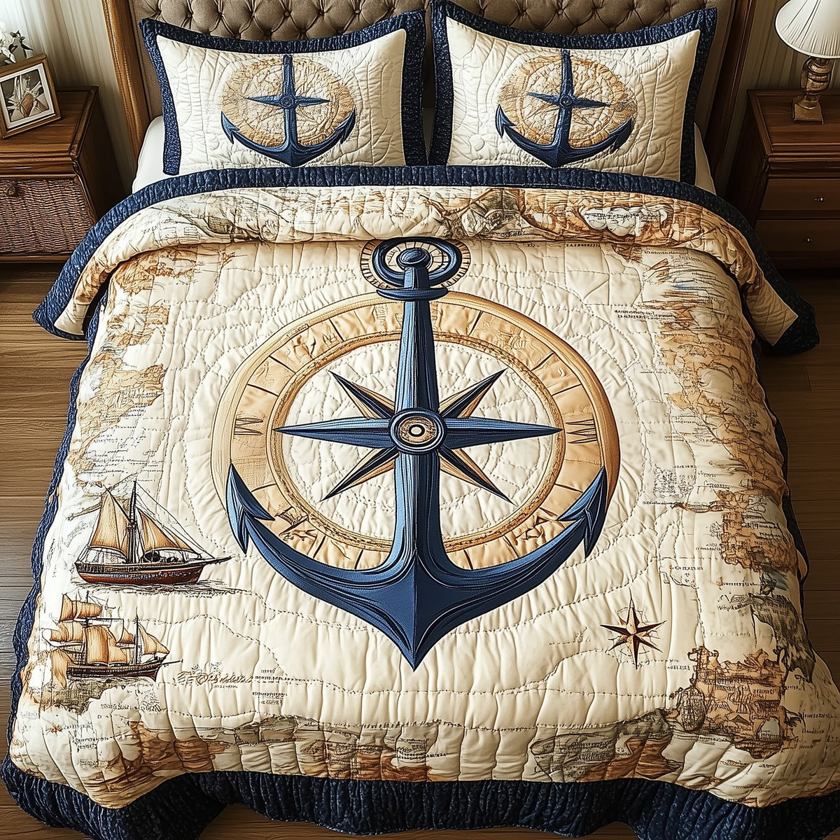 Nautical Anchor 3-Piece Quilted Bedding Set GFTOTP4259