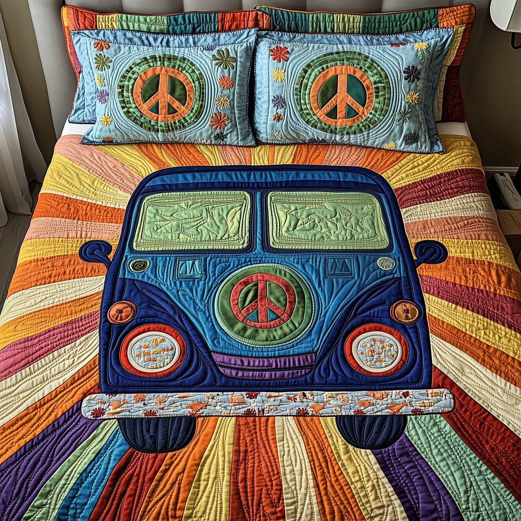 Peace Sign 3-Piece Quilted Bedding Set GFTOTP4475