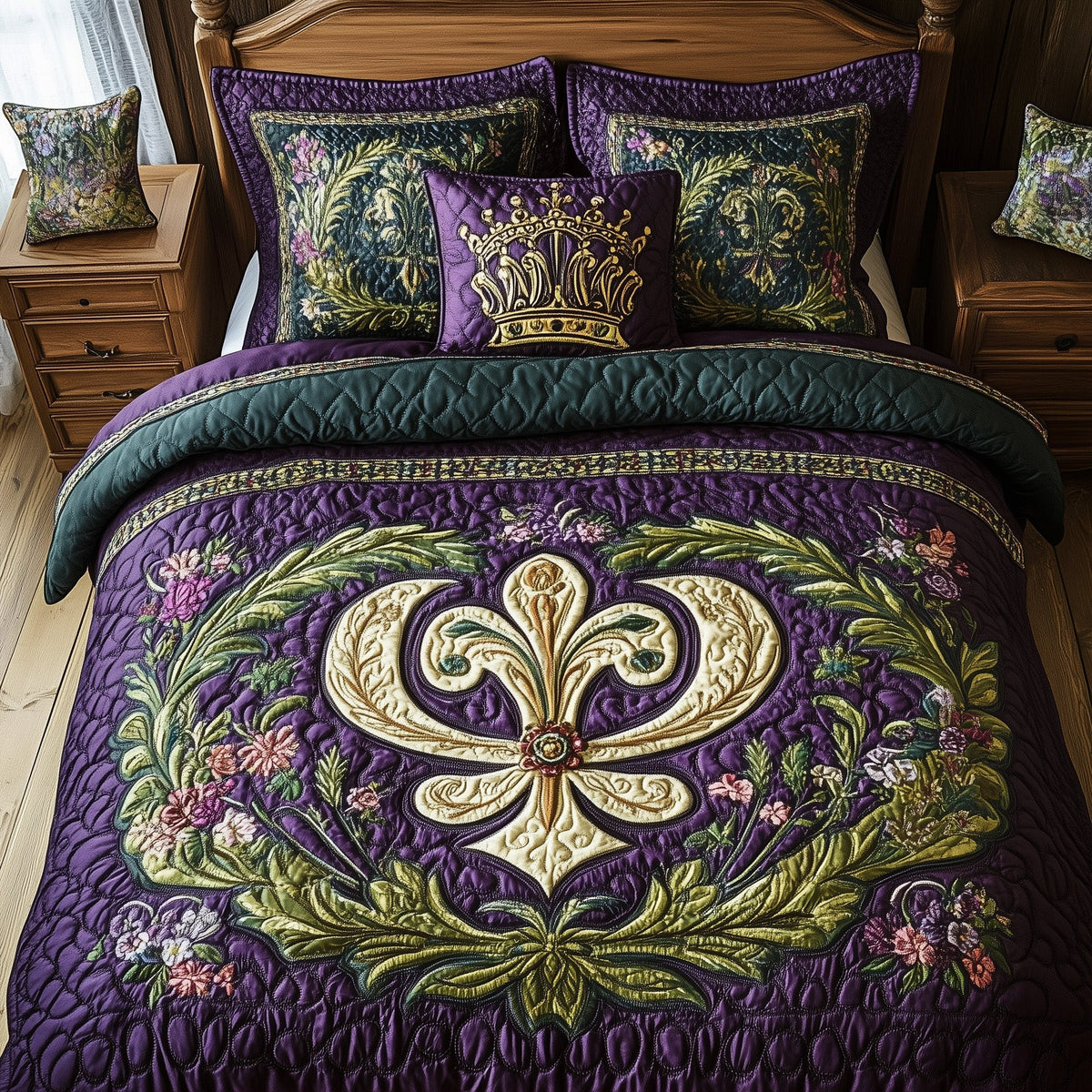 Fleur de lis 3-Piece Quilted Bedding Set GFTOHD3589