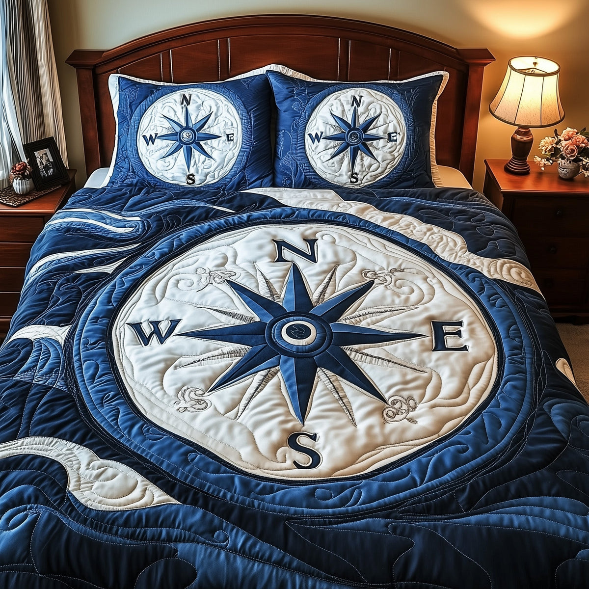 Nautical Navigator 3-Piece Quilted Bedding Set GFTOAB3803