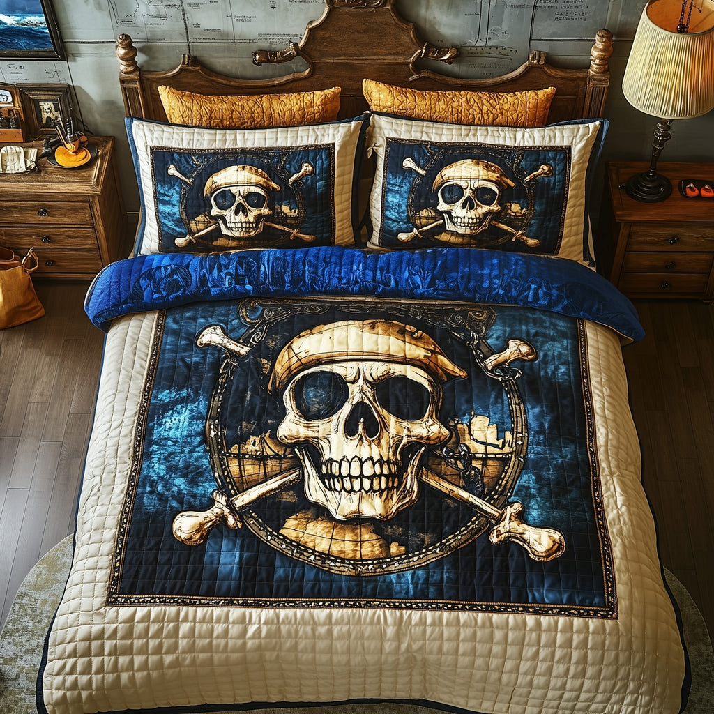 Dark Seas Pirate 3-Piece Quilted Bedding Set GFTOTP5114