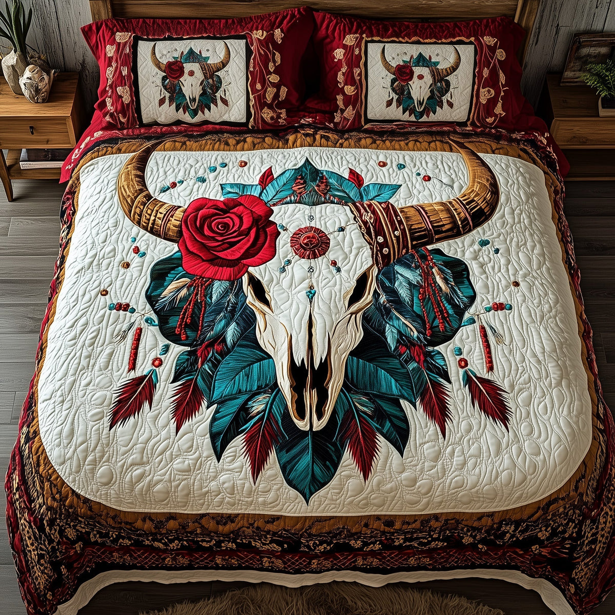 Western Longhorn Soul 3-Piece Quilted Bedding Set GFTOHD3433