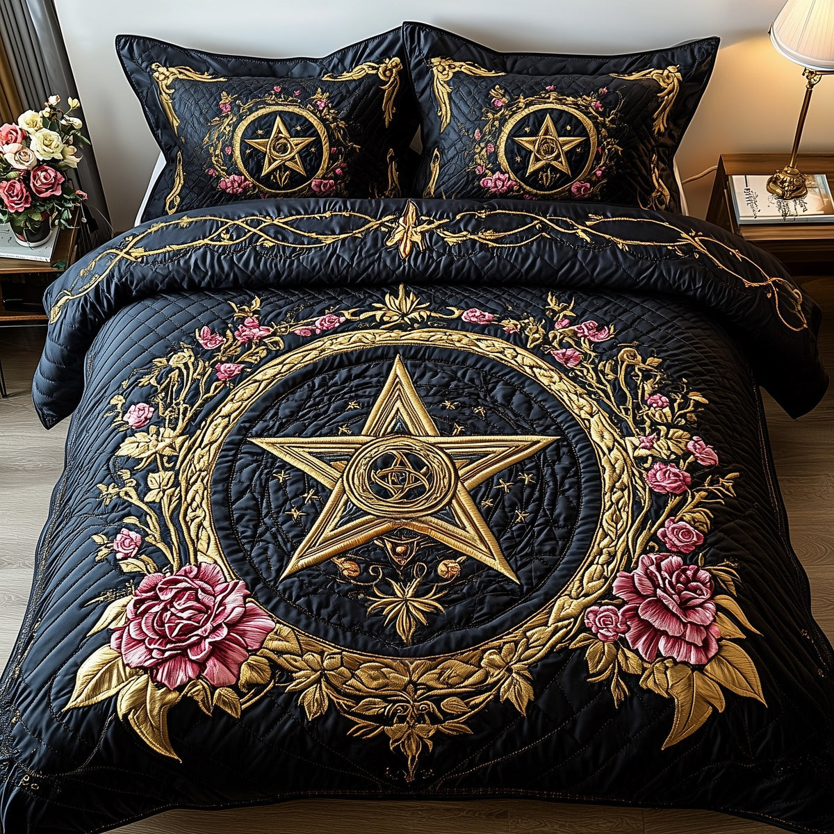 Gothic Pentagram 3-Piece Quilted Bedding Set GFTOAB4309