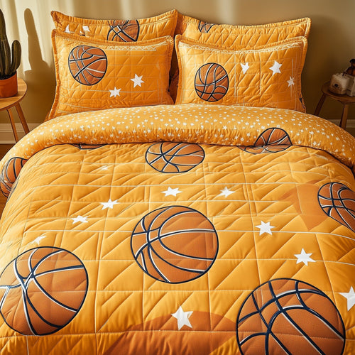 Basketball Night Lights 3-Piece Quilted Bedding Set GFTOHD7620