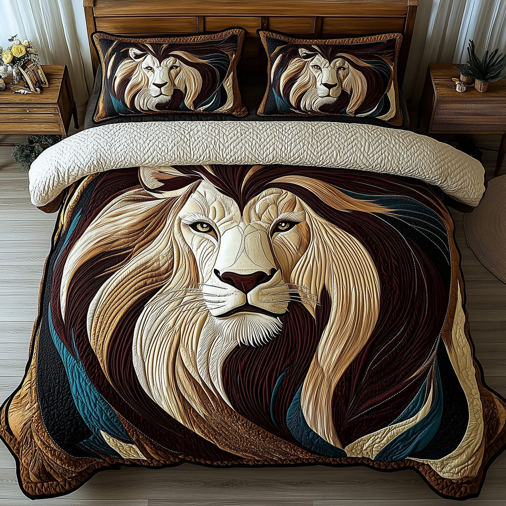 Vintage Majestic Lion 3-Piece Quilted Bedding Set GFTOHD3474