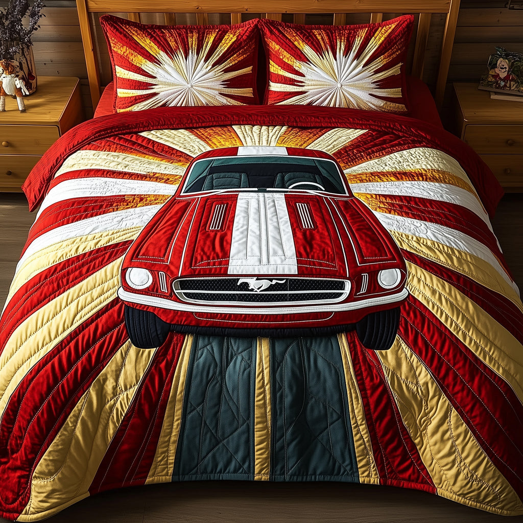 Vintage Mustang 3-Piece Quilted Bedding Set GFTOHD5057